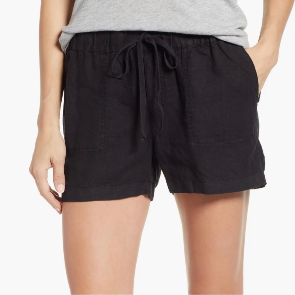 100% Linen Black Drawstring Shorts Nordstrom Size Small